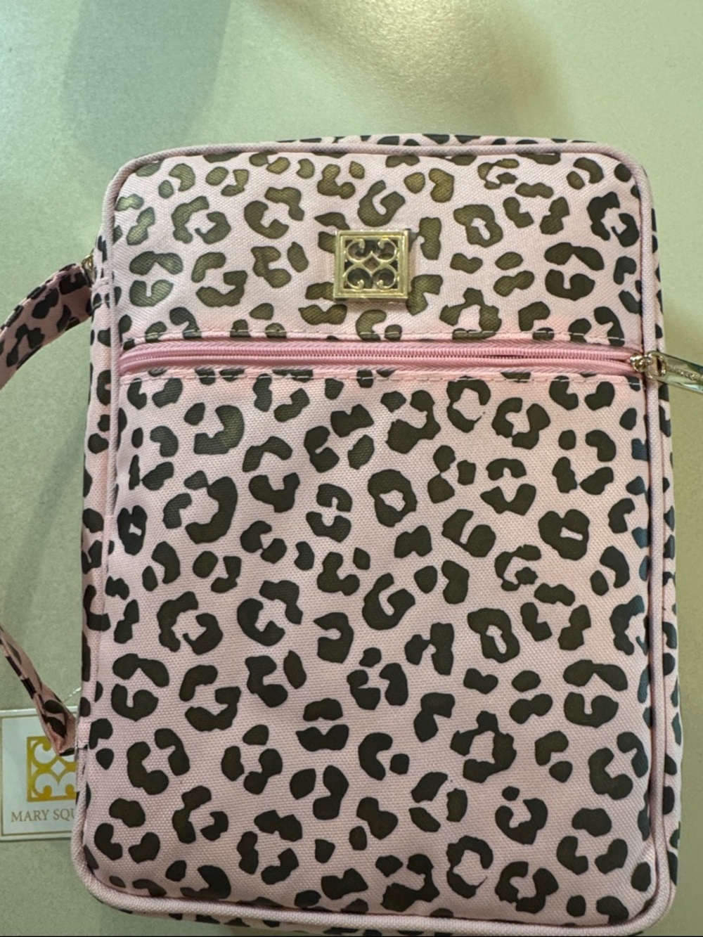 Mary Square Pink Leopard Print Bible Bag